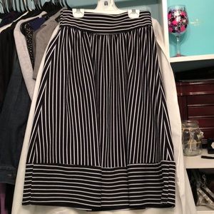 Francesca’s High Waited Striped Midi Skirt